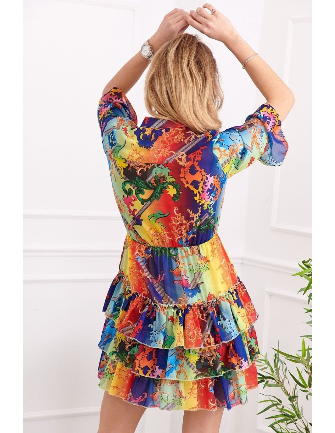 Luftiges Kleid mit bunten Mustern 8660 - Online-Shop - Boutique